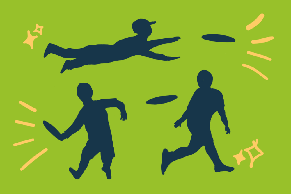 Men Playing Ultimate Frisbee 4 Silhouettes. Vector Illustration